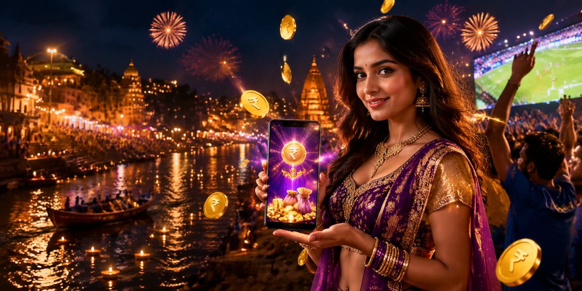 Mobile user playing online slots near scenic Varanasi Ghat